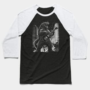 Godzilla Playing a Guitar Baseball T-Shirt